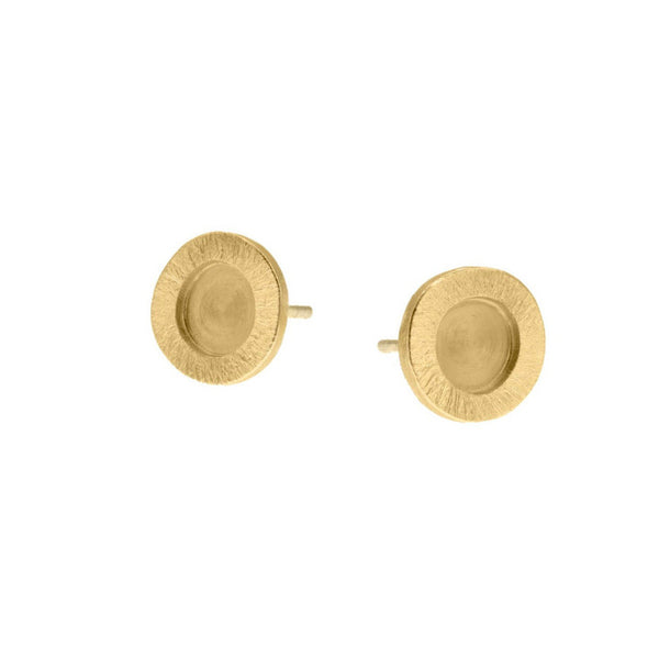 Clous d'oreilles en forme de disque ourlé en argent plaqué or jaune 