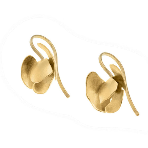 Boucles d'oreilles Orchidée en argent 925/1000 doré or jaune 18k.